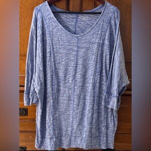 Lane Bryant Heathered Blue Scoop Neck Dolman Relaxed Fit 3/4 SleeveTop 22/24
